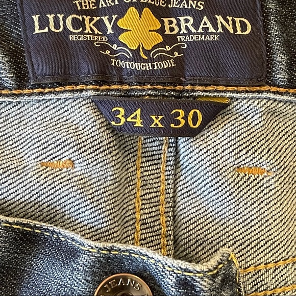Lucky Brand 363 Vintage Straight Jeans 34x30 Soft Medium Blue Distressed - Picture 12 of 16